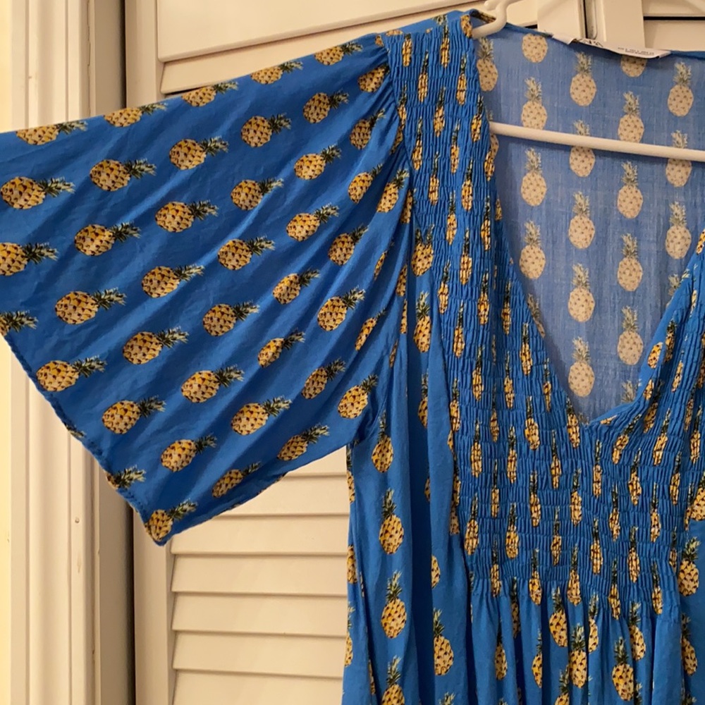 Zara Pineapple Pattern Deep V Blouse - image 2